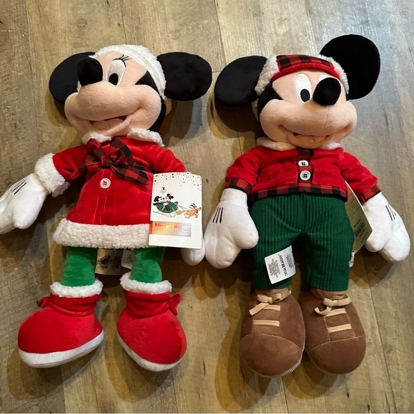 Disney Store Exclusive Original Mickey & Minnie Mouse 2017 Holiday Plush Set - Picture 2 of 7
